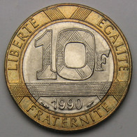 10 Francs Génie De La Bastille,1990, Bronze-aluminium Nickel - V° République - 10 Francs