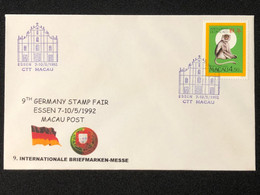 MACAU 9TH GERMANY STAMP FAIR 92 ESSEN COMMEMORATIVE CANCELLATION ON COVER - Storia Postale