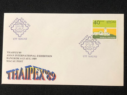 MACAU THAIPEX"89 STAMP EXHIBITION COMMEMORATIVE CANCELLATION ON COVER - Brieven En Documenten