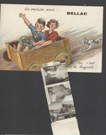 Delcampe - Ref Z229-carte Systeme Depliant 10 Petites Vues (complet)-humour-humoristique -en Voiture Pour Bellac -haute Vienne - Bellac
