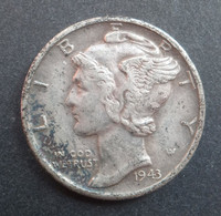 États-unis - Pièce One Dime Mercury 1943 D (denver) - 1916-1945: Mercury (Mercure)