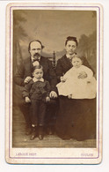 Photographie XIXe CDV Portrait De La Famille Vaudier Enfants Morts Jeunes (commentaire Verso) Photographe Leroux Toulon - Old (before 1900)