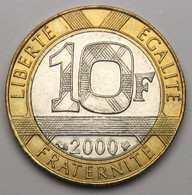 10 Francs Génie De La Bastille, 2000, Bronze-aluminium Nickel - V° République - 10 Francs