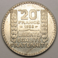 20 Francs Turin, 1938, Argent - III° République - 20 Francs