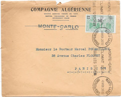 Sur Lettre  MONACO 1931 - COMPAGNIE ALGERIENNE - MONTE-CARLO - Covers & Documents