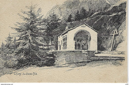 Delcampe - SUISSE - Switzerland Schweiz -  Chapelle SAAS FEE ( Dessin Au Fusain ) - Saas-Fee