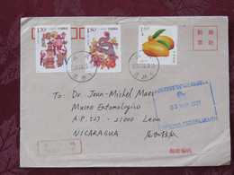 China 2020 Cover To Nicaragua - Fruits - Dragon - Lantern - Fish - Lettres & Documents