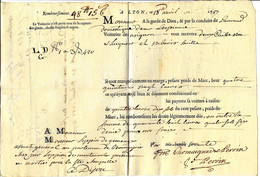 1787 RARE LETTRE DE ROULAGE VOITURIER CARMAIGNAC & PERRIN LYON à DIJON POUR LOPPIN DE GEMEAUX DIJON  V SCANS+ HISTORIQUE - ... - 1799