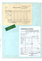 ALLEMAGNE . DEUTSCHLAND . 2 FACTURES . " BAHNHOFS-HOTEL " BAD AACHEN + " HOTEL ZUR POST " KÖLN - Réf. N°150P - - 1950 - ...