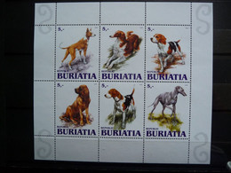 (ZK11) BURIATIA, Souvenir Sheet, MNH** Dogs,honden,hunde,chiens,perros,cani  / ** - Chiens