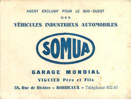 190622A - CARTE DE VISITE - 33 BORDEAUX Véhicule Automobie SOMUA GARAGE MONDIAL VIGUIER 58 Rue Rivière - Plan Ville - Cartoncini Da Visita