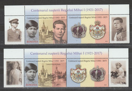 ROMANIA 2021  King Michael I - Centenary Of The Birth  Set Of 2 Stamps With Tlabels And Tabs  MNH** - Unused Stamps