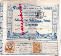 ACTION CINQ CENTS FRANCS CANAL INTEROCEANIQUE PANAMA- 1886-   TIMBRE FISCAL 1885- - Schiffahrt