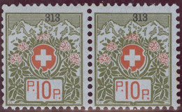 Schweiz Portofreiheit Zu#5A Paar ** Postfrisch 10Rp. Kl#313 Verein Für Luzerner Lungensanatorium Ausgeliefert 4465 Stk. - Vrijstelling Van Portkosten