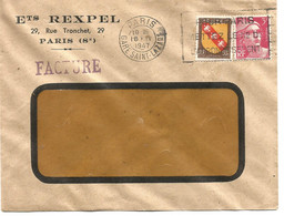 France Enveloppe Ets Rexpel  Paris Cachet à Date Paris Gare St Lazare 1947 - Mechanical Postmarks (Other)