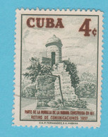 1957 CUBA  Fortezze Torri Old Capital City Fortifications - 4 C Usato - Used Stamps