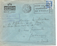 France Enveloppe Ets Arthur Martin   Paris Cachet à Date Paris Tri N°15 Rue Singer 1947 - Sellado Mecánica (Otros)