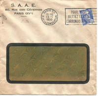 France Enveloppe   Paris Cachet à Date Paris 60  Rue De La Convention 1950 - Sellado Mecánica (Otros)