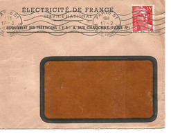 France Enveloppe   Electricité Paris Cachet à Date Paris 51-  Rue De Provence 1948 - Mechanical Postmarks (Other)