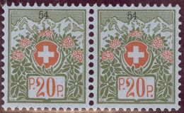 Schweiz Portofreiheit Zu#7A Paar ** Postfrisch 20Rp. Kl#54 Associaton Catholique Ausgeliefert 19530Stk. - Portofreiheit