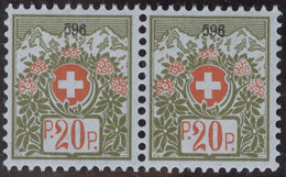 Schweiz Portofreiheit Zu#7A Paar ** Postfrisch 20Rp. Kl#596 Sociéte De Le Secours Dela Réformé Delemont Nur 160 Stk. - Vrijstelling Van Portkosten