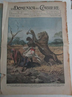 # DOMENICA DEL CORRIERE N 35 / 1930  SOLO COPERTINA / LEONE CONTRO GIOVANE IN SOMALIA - Eerste Uitgaves