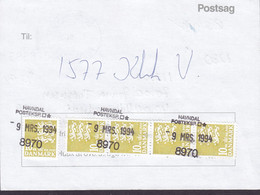 Denmark Regning Manglende Porto Bill TAXE Postage Due Austria Line Cds. HAVNDAL POSTEXP. 1994 Postsag 4-Stripe Lion Arms - Covers & Documents