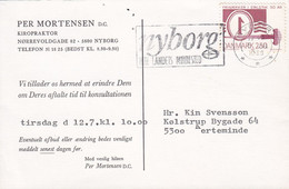 Denmark PER MORTENSEN Kiropraktor Slogan 'Hele Landets Mødested' NYBORG 1983 Card Karte KERTEMINDE (Cz. Slania) - Lettres & Documents