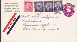 United States Via Air Mail Label Uprated Postal Stationery Ganzsache PRIVATE Print STOCTON ROTARY CLUB 1963 Denmark - 1961-80