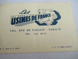 Carte Commerciale / Les USINES De France /vers1930-50   CAC216 - Sonstige & Ohne Zuordnung