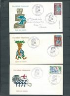 POLYNESIE FRANCAISE - Série Yvert N) 77 à 79 Sur 3 Enveloppes 1er Jours  7 Avril 1970  - Pb 182 - Cartas & Documentos