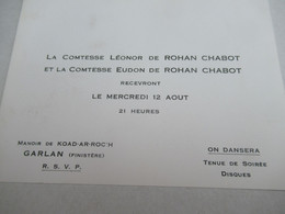 Invitation/Rallye /Le Comte Et La Comtesse De ROHAN CHABOT/Manoir De Koad-Ar-Roc'H/ GARLAN Finistère /vers1966-67  INV20 - Otros & Sin Clasificación
