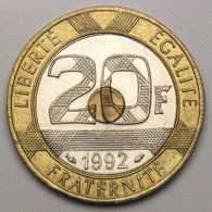 20 Francs Mont Saint-Michel, 5 Cannelures, V Fermé, 1992, Frappe Monnaie, Bronze-aluminium Nickel - V° République - 20 Francs