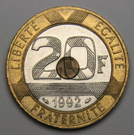 20 Francs Mont Saint-Michel, 5 Cannelures, V Fermé, 1992, Frappe Monnaie, Bronze-aluminium Nickel - V° République - 20 Francs