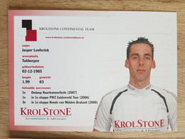 Card Jasper Lenferink - Team KrolStone - 2008 - Cycling - Cyclisme - Ciclismo - Wielrennen - Ciclismo