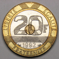 20 Francs Mont Saint-Michel, 5 Cannelures, V Ouvert, 1992, Frappe Monnaie, Bronze-aluminium Nickel - V° République - 20 Francs