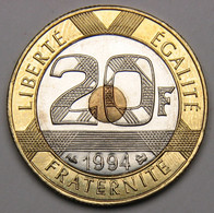 RARE, D'un COFFRET BU ! 20 Francs Mont Saint-Michel, 1994, Différent Abeille, Bronze-aluminium Nickel - V° République - 20 Francs