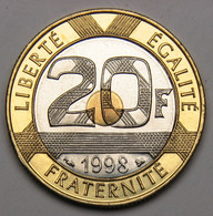 RARE, ISSUE D'un Coffret BU ! 20 Francs Mont Saint-Michel, 1998, Bronze-aluminium Nickel - V° République - 20 Francs