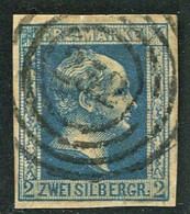 GERMANIA PRUSSIA 1857 2 S N. 7 BLU COBALTO HUNGARIAN USATO BEN MARGINATO - Otros & Sin Clasificación
