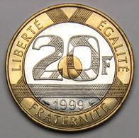 RARE, ISSUE D'un Coffret BU ! 20 Francs Mont Saint-Michel, 1999, Bronze-aluminium Nickel - V° République - 20 Francs