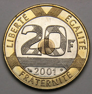 ASSEZ RARE, ISSUE D'un Coffret BU ! 20 Francs Mont Saint-Michel, 2001, Bronze-aluminium Nickel - V° République - 20 Francs