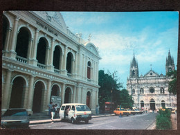 Postcard Church And Theater In Santa Ana ( Santa Ana Church , Butterfly And Lions Club Stamps) 2012 - El Salvador