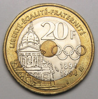20 Francs Pierre De Coubertin, 1994, Bronze-aluminium Nickel - V° République - 20 Francs