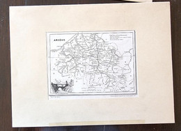 CARTE GEOGRAPHIQUE ANCIENNE: Département De L'ARIEGE En 1830 (authentique) Epoque 19 ème Siècle - Cartes Géographiques