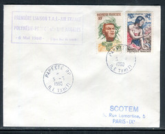 Polynésie - Cachet 1er Vol Polynésie /France Via Los Angeles En 1960 Sur Enveloppe  -  F 197 - Brieven En Documenten
