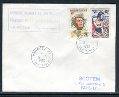 Polynésie - Cachet 1er Vol Polynésie /France Via Los Angeles En 1960 Sur Enveloppe  -  F 197 - Covers & Documents