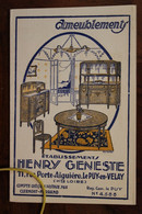 1930's CPA Ak Publicité Illustrateur Ameublements Henry Geneste Le Puy En Velay - Pubblicitari