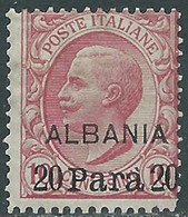 1907 LEVANTE ALBANIA EFFIGIE 20 PA SU 10 CENT MNH ** - RF26 - Albania