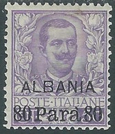 1907 LEVANTE ALBANIA FLOREALE 80 PA SU 50 CENT MH * - RF26-2 - Albanië