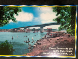 Postcard Nuevo Puente De Oro On Lempa River ( Tazumal Ruins Stamps) - El Salvador
